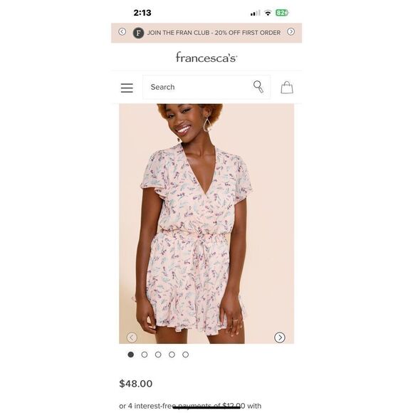 NWT SZ XL ROW A Laney Godet Surplice purina Romper in Blush Print with Flutter S - Picture 2 of 11